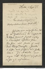 Nachlass Franz Steindachner, Brief von Julius Schiller an Franz Steindachner (01.09.1898), Inv.Nr. 450.01, Seite 1